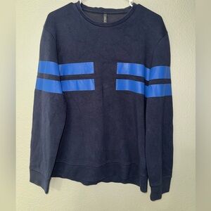 NEIL BARRETT Navy slim fit, Double Blue Stripe Sweatshirt men’s size medium